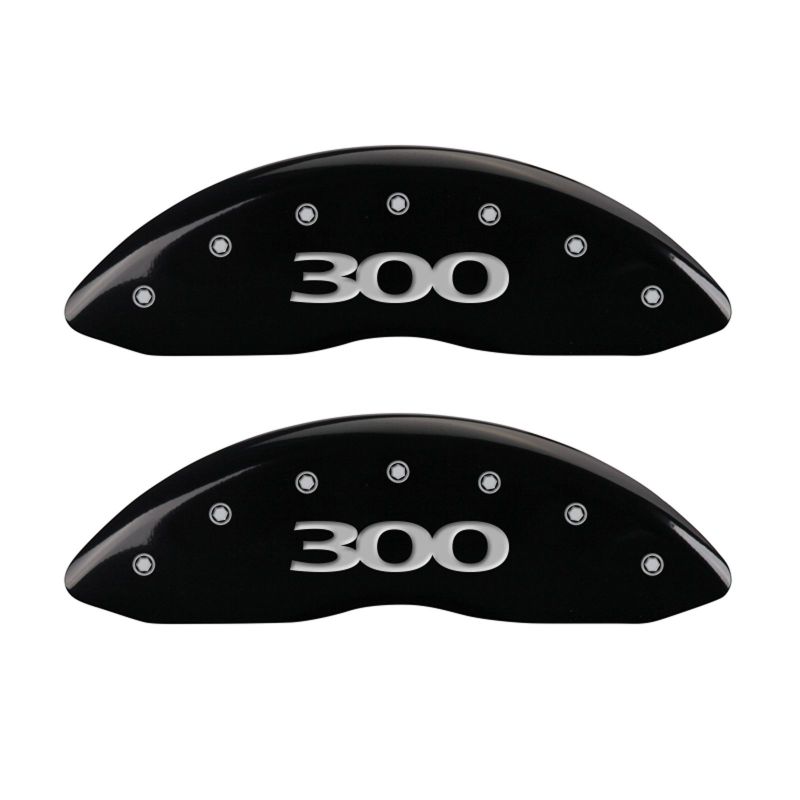 MGP 4 Caliper Covers Engraved Front &amp; Rear 300 Black finish silver ch