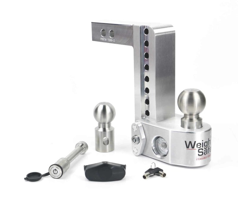 Weigh Safe 8in Drop Hitch w/Built-in Scale &amp; 2in Shank (10K/12.5K GTWR) w/WS05 - Aluminum