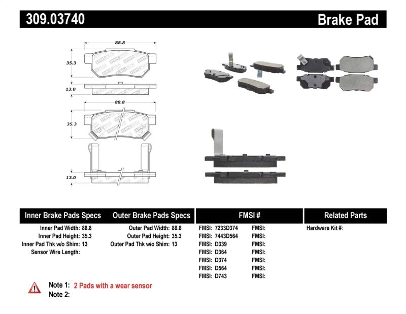 StopTech Performance 90-01 Integra (exc. Type R)/90-93 Civic EX Coupe w rear disc &amp; abs/99-00 Civic