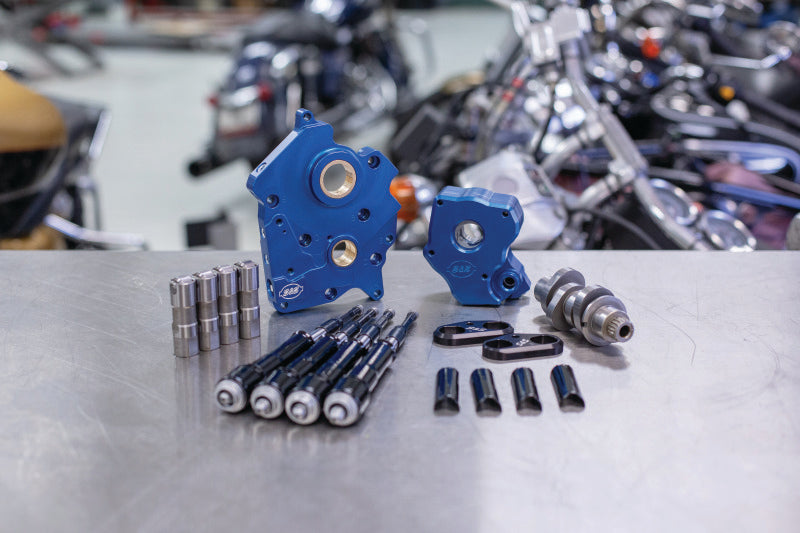 S&S Cycle 2017+ Oil Cooled M8 Models Chain Drive 465C Cam Chest Kit w/ Black Pushrod Tubes