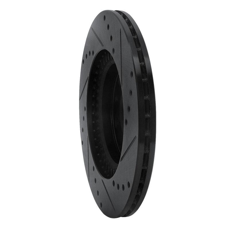 R1 06-15 Mazda MX-5 Miata Front Left Drilled & Slotted Black Brake Rotor