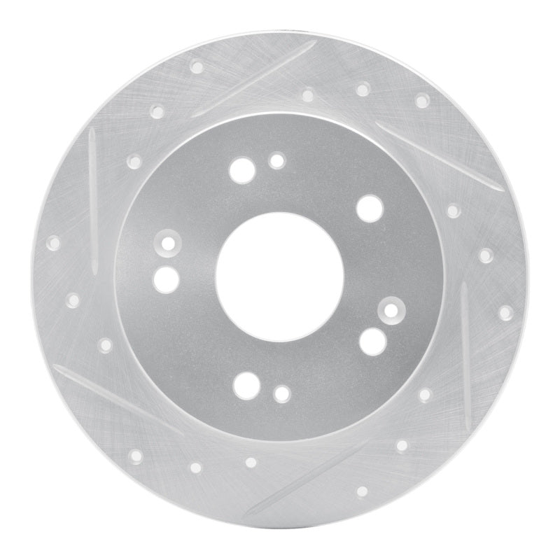 R1 06-15 Honda Civic Si Rear Left Drilled &amp; Slotted Silver Brake Rotor