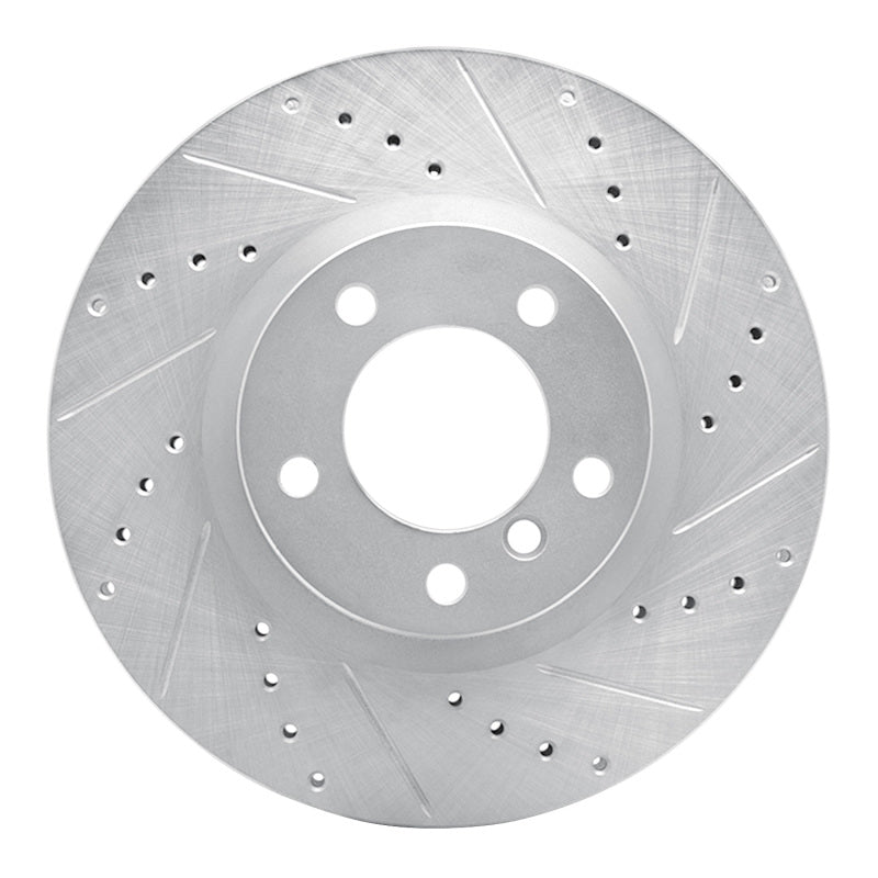 R1 95-99 BMW M3 E36 Left Front Drilled &amp; Slotted Silver Brake Rotor