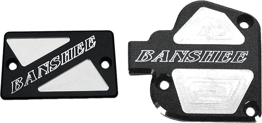 Throttle &amp; Brake Cover Set Black Logo Banshee