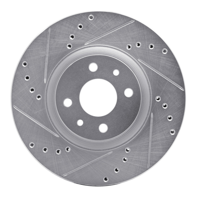 R1 2012-2019 Fiat 500 (USA/Canada) Front Left Drilled &amp; Slotted Silver Brake Rotor