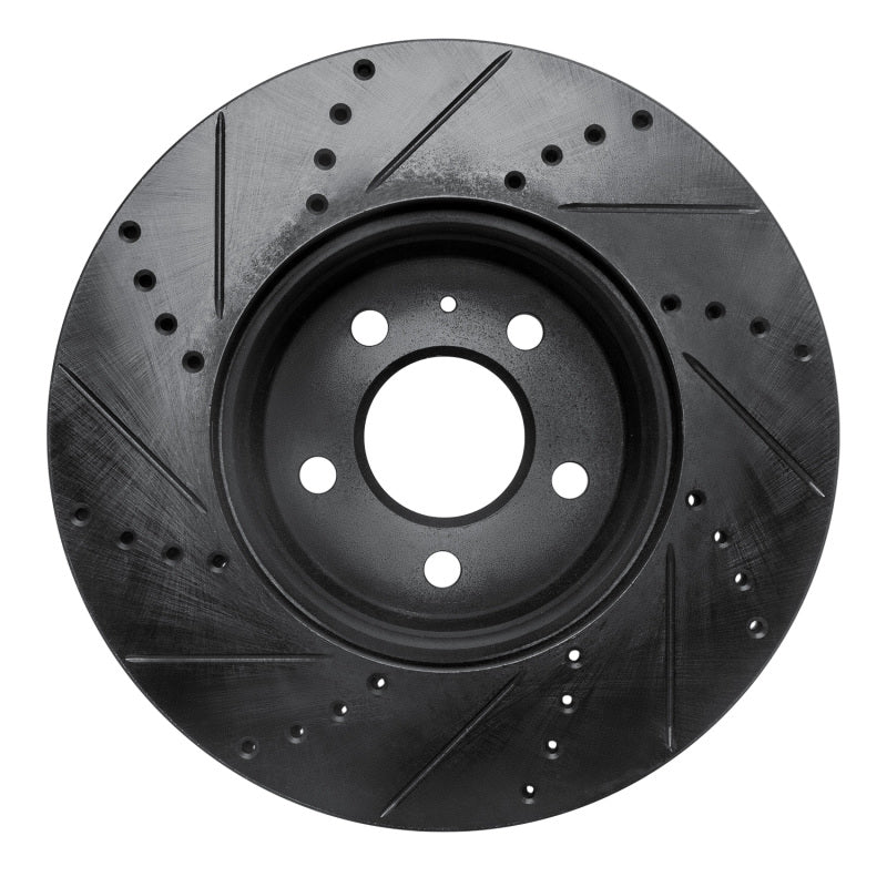 R1 08-25 Audi A4 Quattro Front Right Drilled & Slotted Black Brake Rotor