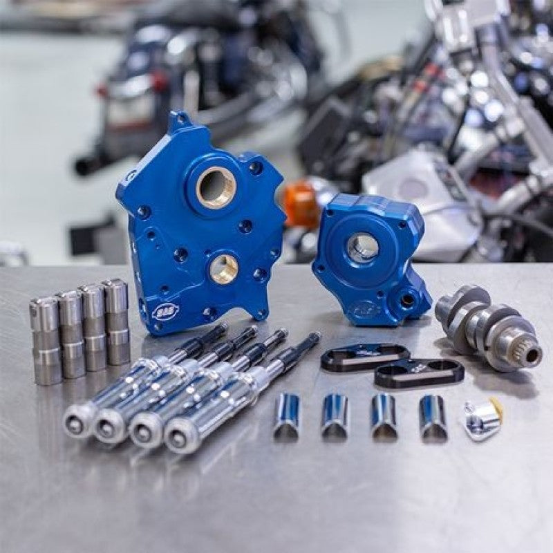 S&amp;S Cycle 2017+ Oil Cooled M8 Models Chain Drive 465C Cam Chest Kit w/ Chrome Pushrod Tubes