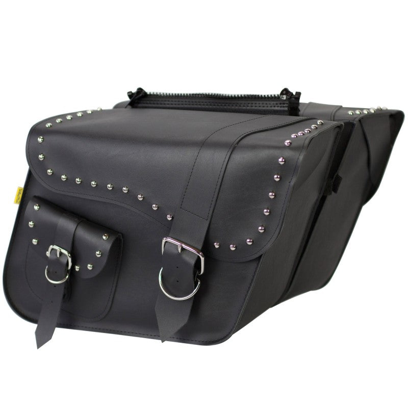 Willie &amp; Max Universal Ranger Studded Large Slant Saddlebags (16 in L x 11 in H x 6.5 in W) - Black