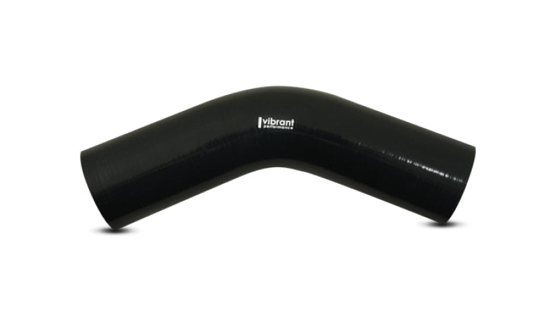 Vibrant 4 Ply Reinforced Silicone Elbow Connector - 1.25in ID x 8in Leg 45 Deg Elbow (BLACK)