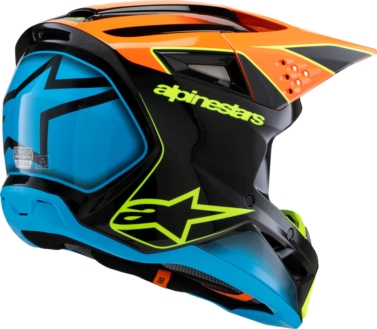 Sm3 Youth Fray Helmet Blk/Orng/Ylw Fluo Ys
