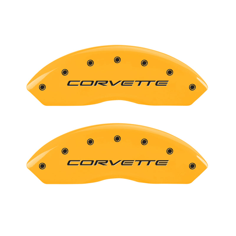 MGP 4 Caliper Covers Engraved Front &amp; Rear C5/Corvette Yellow finish black ch