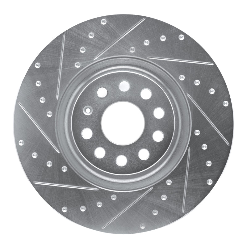 R1 2012-2025 Audi S3 (USA/Canada) Front Left Drilled &amp; Slotted Silver Brake Rotor