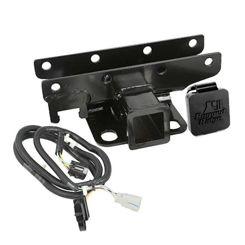 Rugged Ridge Receiver Hitch &amp; Wiring Kit RR Logo 07-18 Jeep Wrangler JK