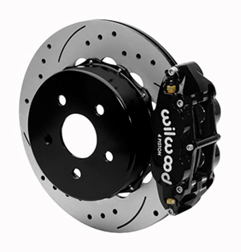 Wilwood 2020+ Jeep Gladiator Narrow Superlite 4R Rear Drill &amp; Slot. Brake Kit 14.00in Black w/ Lines