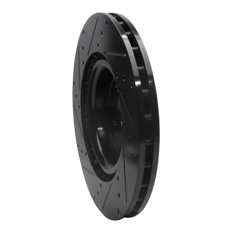 R1 18-22 Genesis G70 Front Right Drilled & Slotted Black Brake Rotor
