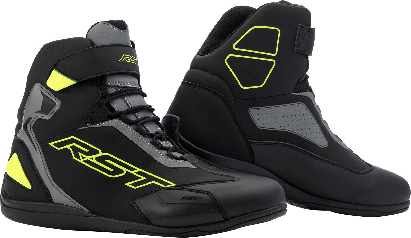 Sabre Moto Shoe Ce Boot Blk/Gry/Flo Yellow Sz 7