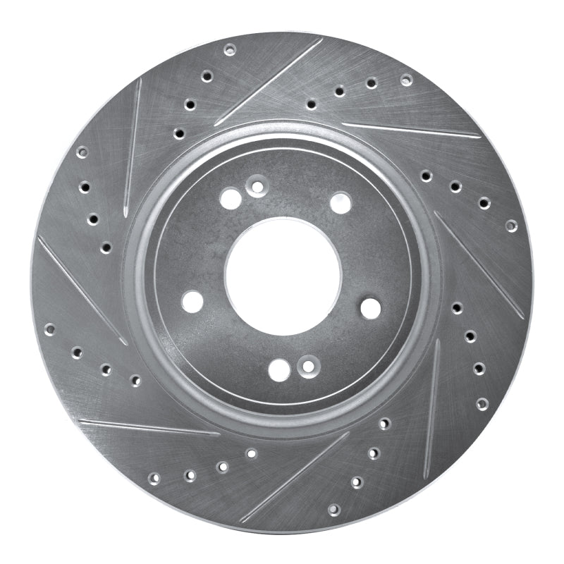 R1 18-23 Genesis G70 Front Left Drilled &amp; Slotted Silver Brake Rotor