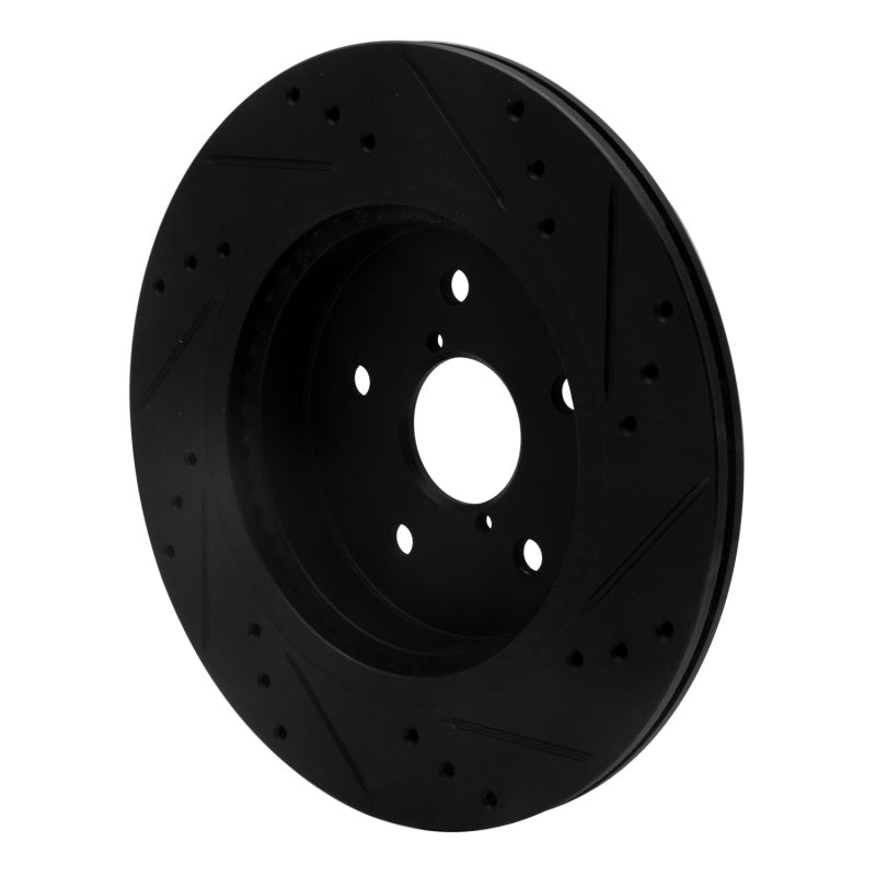 R1 15-25 Subaru Outback Rear Left Drilled & Slotted Black Brake Rotor