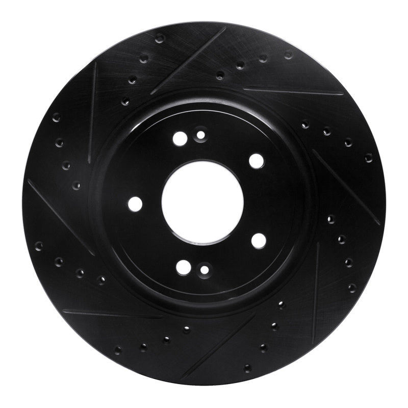 R1 18-23 Genesis G70 Front Left Drilled &amp; Slotted Black Brake Rotor
