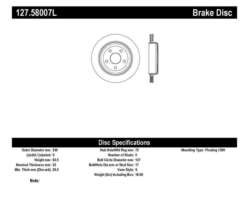 StopTech Slotted &amp; Drilled Sport Brake Rotor 11-15 Jeep Grand Cherokee (Excludes SRT8)