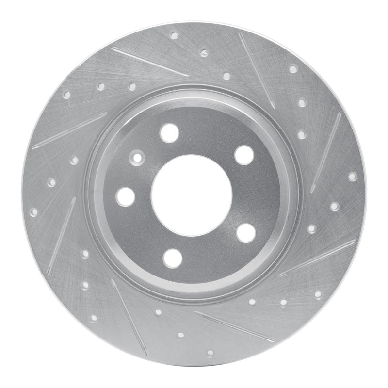 R1 08-25 Audi Q5 (USA/Canada Excl Hybrid) Rear Right Drilled &amp; Slotted Silver Brake Rotor