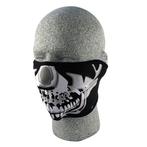 NEOPRENE 1/2 FACE MASK, CHROME SKULL