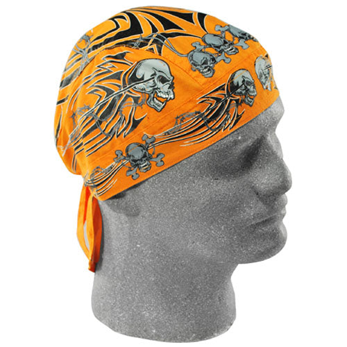 FLYDANNA, 100% COTTON, ORANGE TRIBAL SKULL