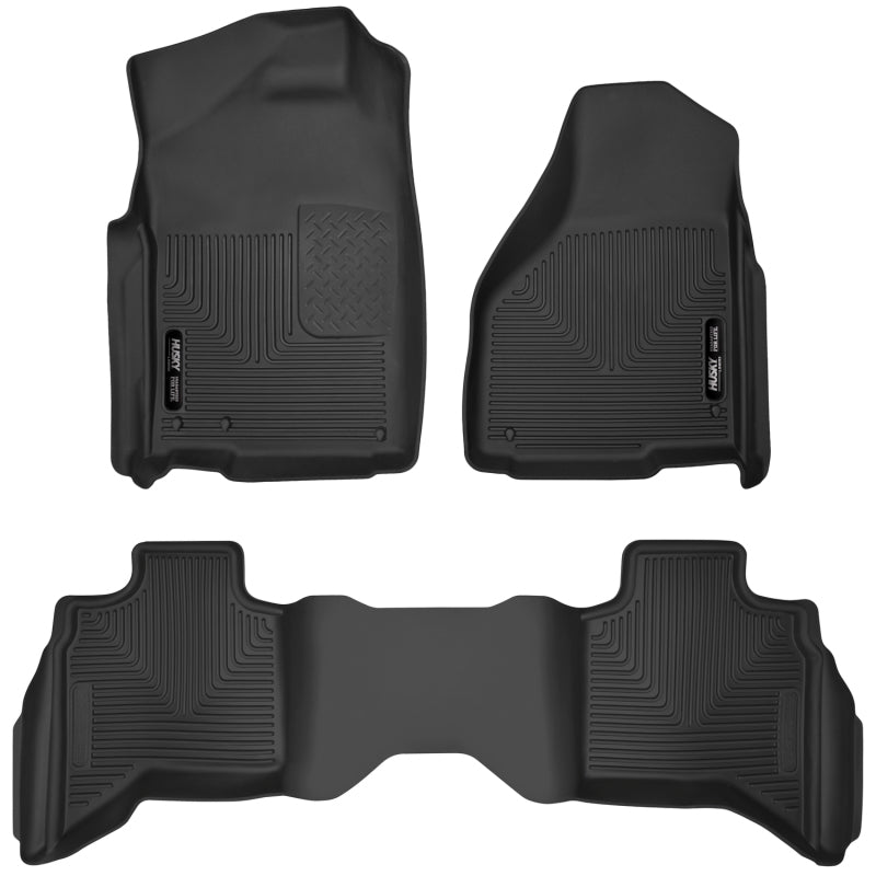 Husky Liners 10-18 Dodge Ram 1500 Quad Cab X-Act Contour Front &amp; Second Seat Floor Liners - Black