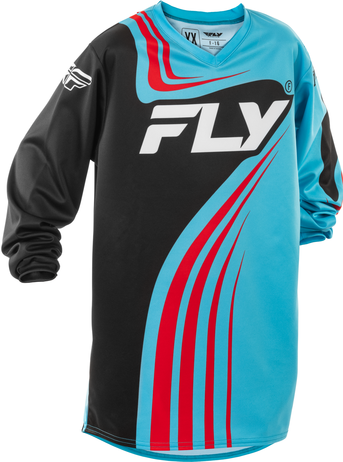 Youth F 16 Jersey Cyan/Black/Red Yxl