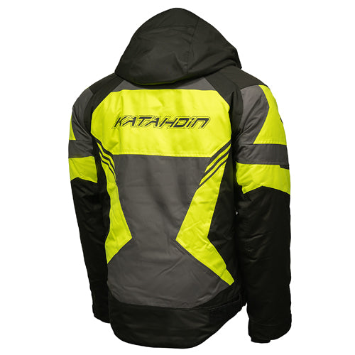 KATAHDIN GEAR DAGGER JACKET MENS, BLACK/GREY/HI-VIZ - X-LARGE