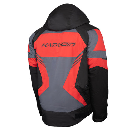 KATAHDIN GEAR DAGGER JACKET MENS, BLACK/GREY/RED - 2X-LARGE