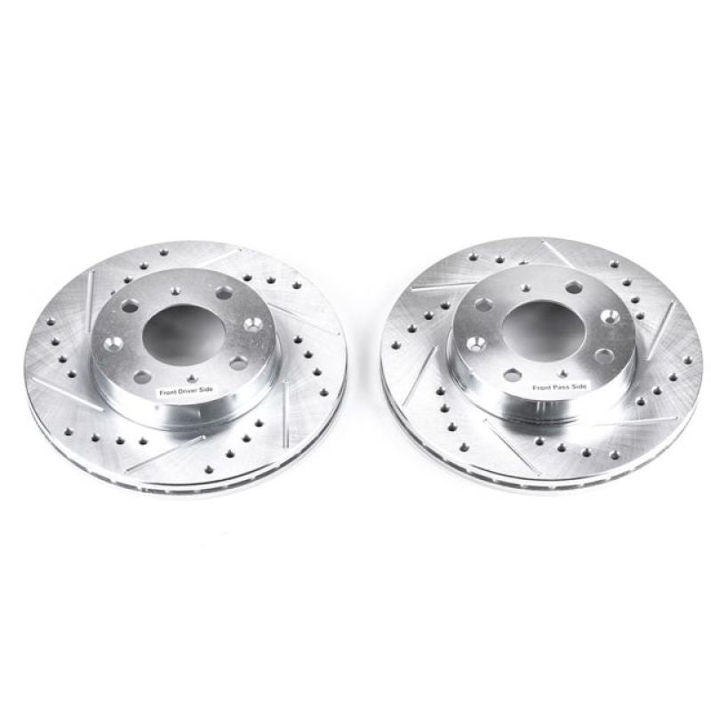 Power Stop 88-91 Honda Civic Front Evolution Drilled &amp; Slotted Rotors - Pair