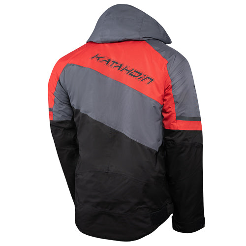 KATAHDIN GEAR RECON JACKET MENS, BLACK/GREY/RED - LARGE