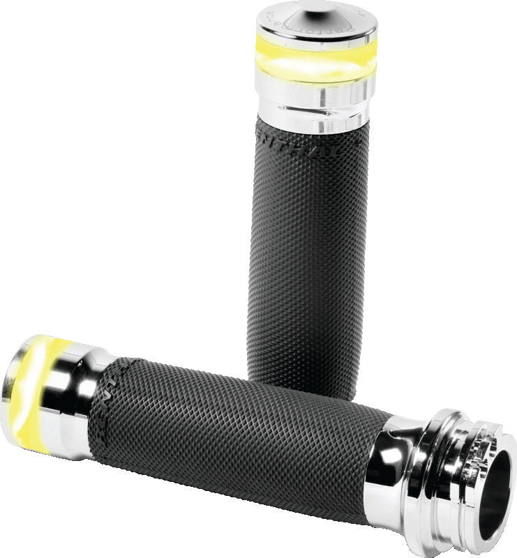 Performance Machine Contour Led Handle Grip Set - Chrome