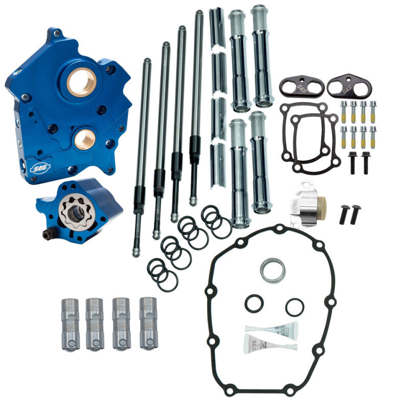 S&amp;S Cycle 2017+ M8 WC Model Cam Chest Kit w/o Cam - Chrm Pushrod Tubes &amp; Chain Tensioner - Incl. VVT
