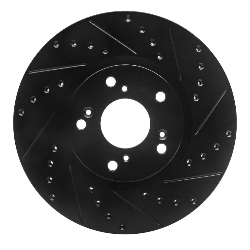 R1 02-15 Acura ILX Front Right Drilled &amp; Slotted Black Brake Rotor