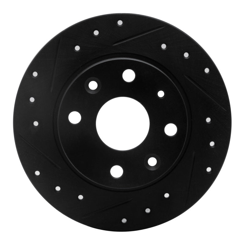 R1 90-93 Mazda Miata Rear Left Drilled &amp; Slotted Black Brake Rotor