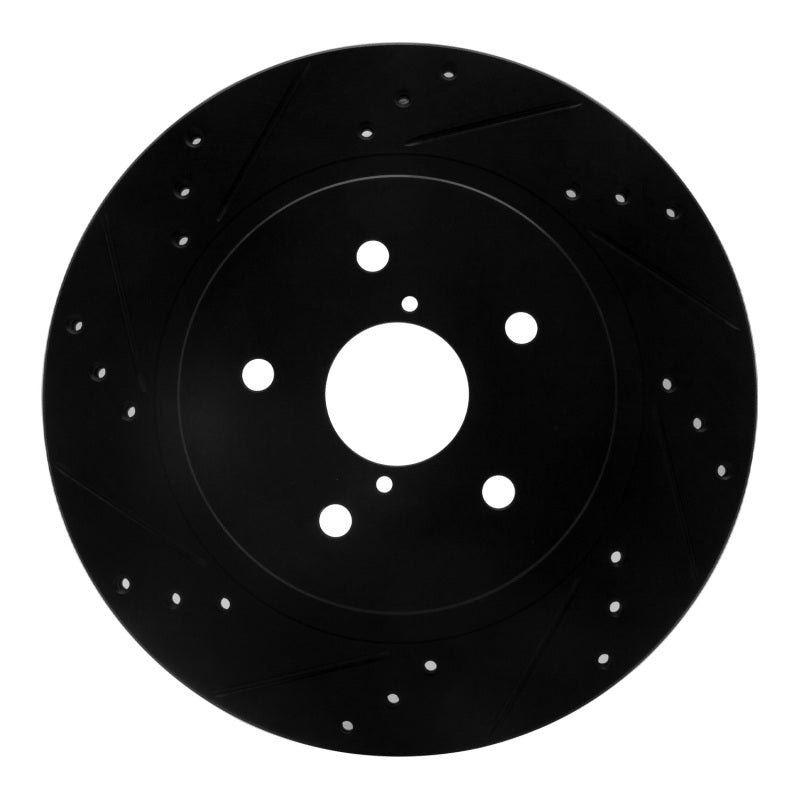 R1 15-25 Subaru Outback Rear Left Drilled &amp; Slotted Black Brake Rotor
