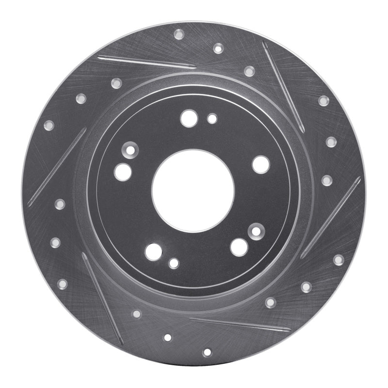 R1 05-17 Honda Accord Rear Right Drilled &amp; Slotted Silver Brake Rotor