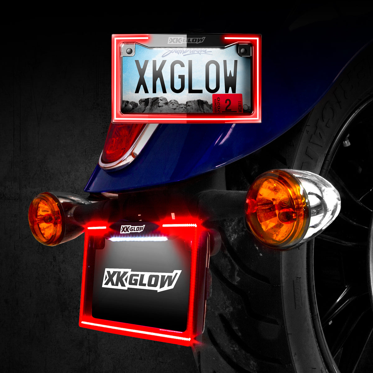 License Plate Frame Light With Turn Signal Black