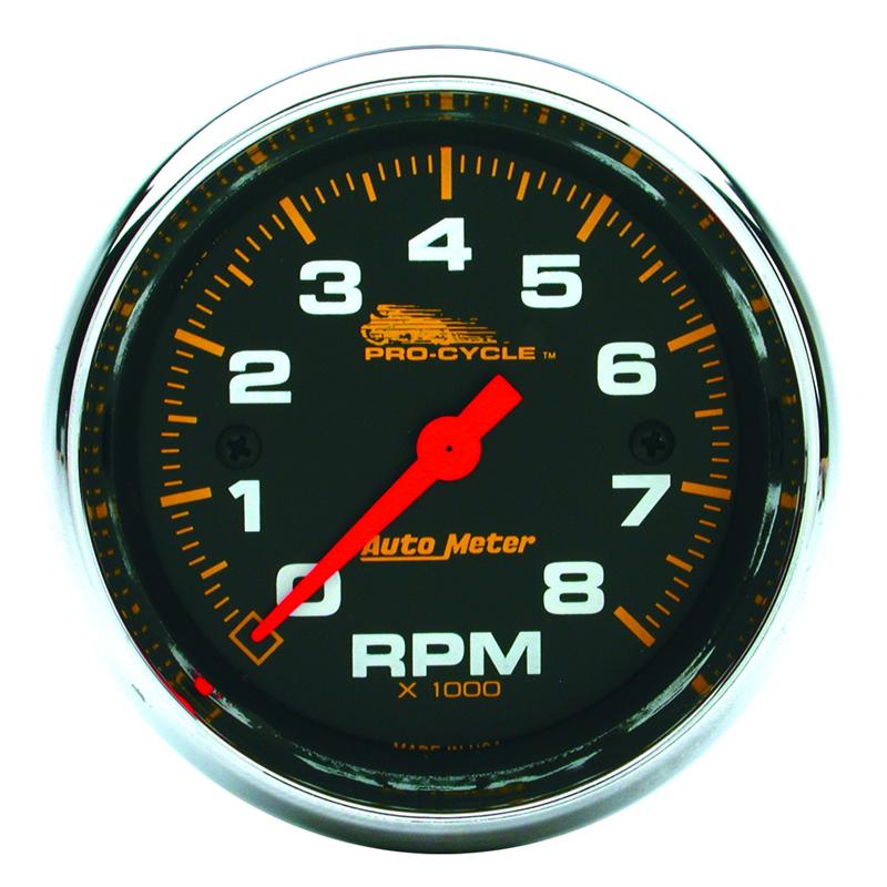 Autometer Pro-Cycle Gauge Tach 5in 10K Rpm Shift- Lite 2&4 Cylinder White Fat Tach