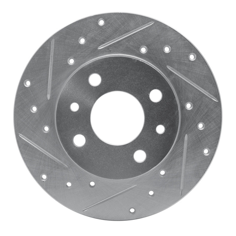 R1 2009-2019 Fiat 500 (USA/Canada) Rear Left Drilled &amp; Slotted Silver Brake Rotor