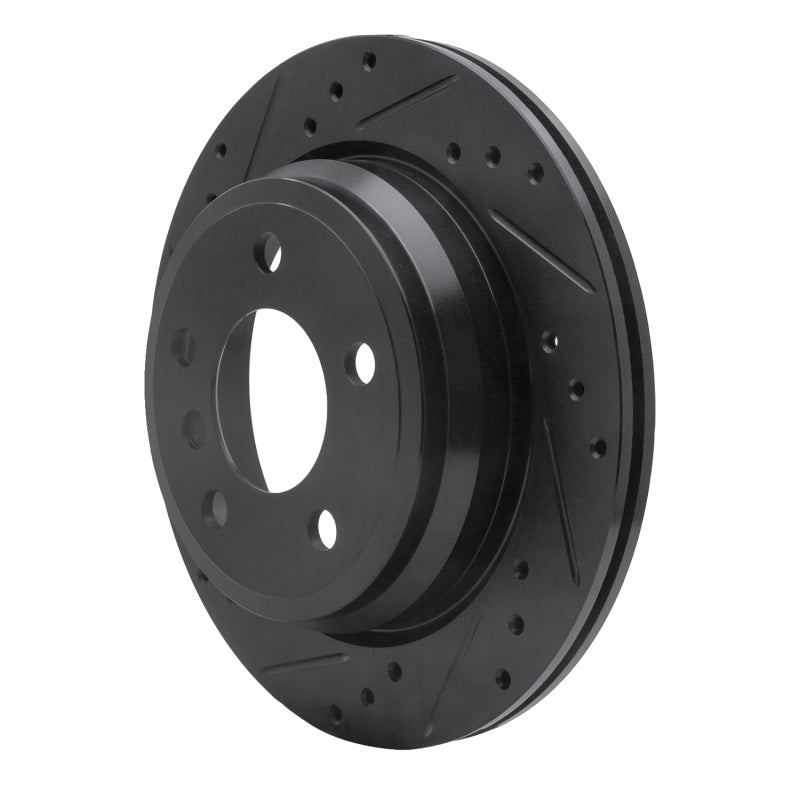R1 06-20 BMW 328I Rear Left Drilled & Slotted Black Brake Rotor