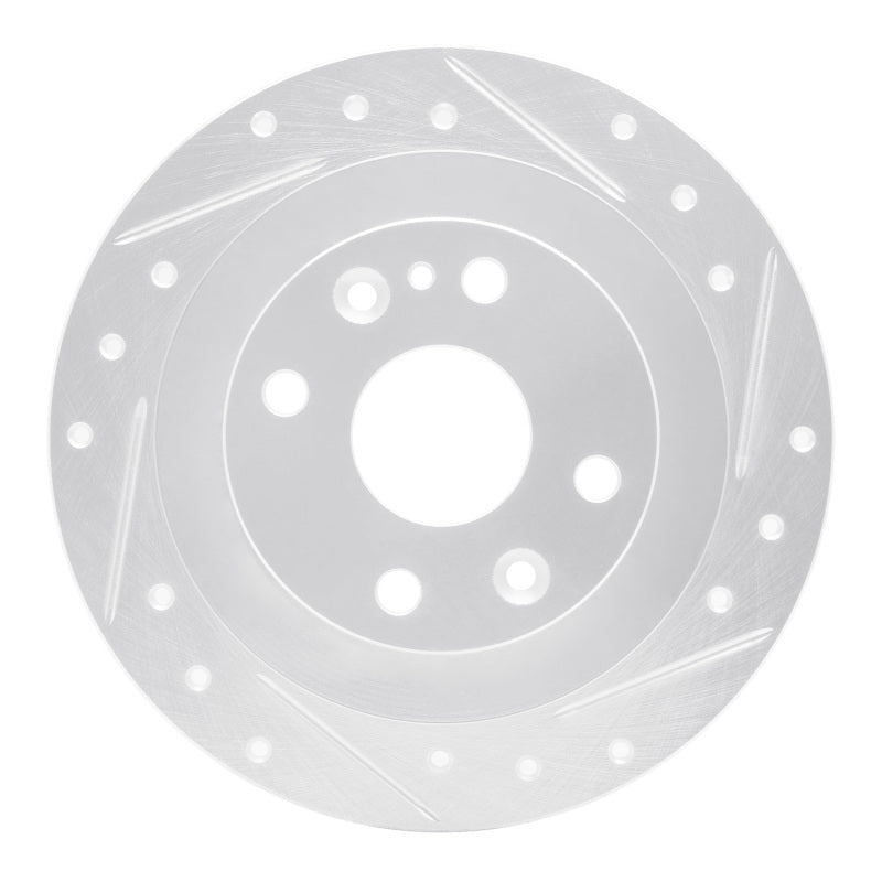 R1 90-03 Ford Escort Rear Right Drilled &amp; Slotted Silver Brake Rotor