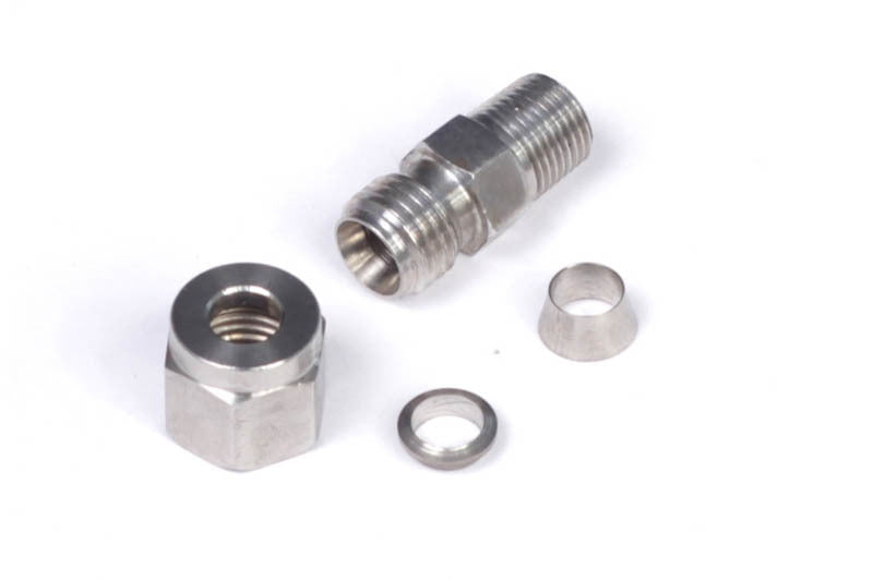 Haltech 1/4in Stainless Compression 1/8in NPT Thread Fitting Kit w/Nut &amp; Ferrule