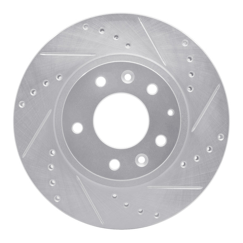 R1 06-15 Mazda MX-5 Miata Front Right Drilled &amp; Slotted Silver Brake Rotor