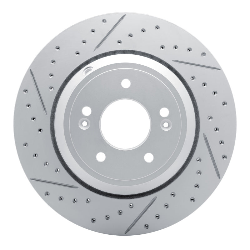 R1 18-23 Genesis G80 Rear Left Drilled &amp; Slotted Geo-Carbon Rotor