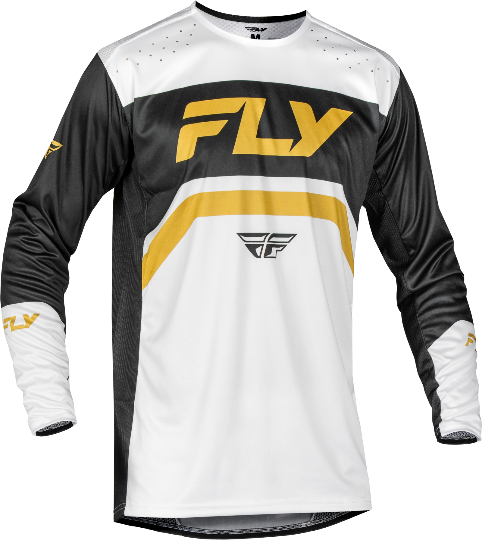 Youth Rayce Bicycle Jersey White/Black/Gold Yxl