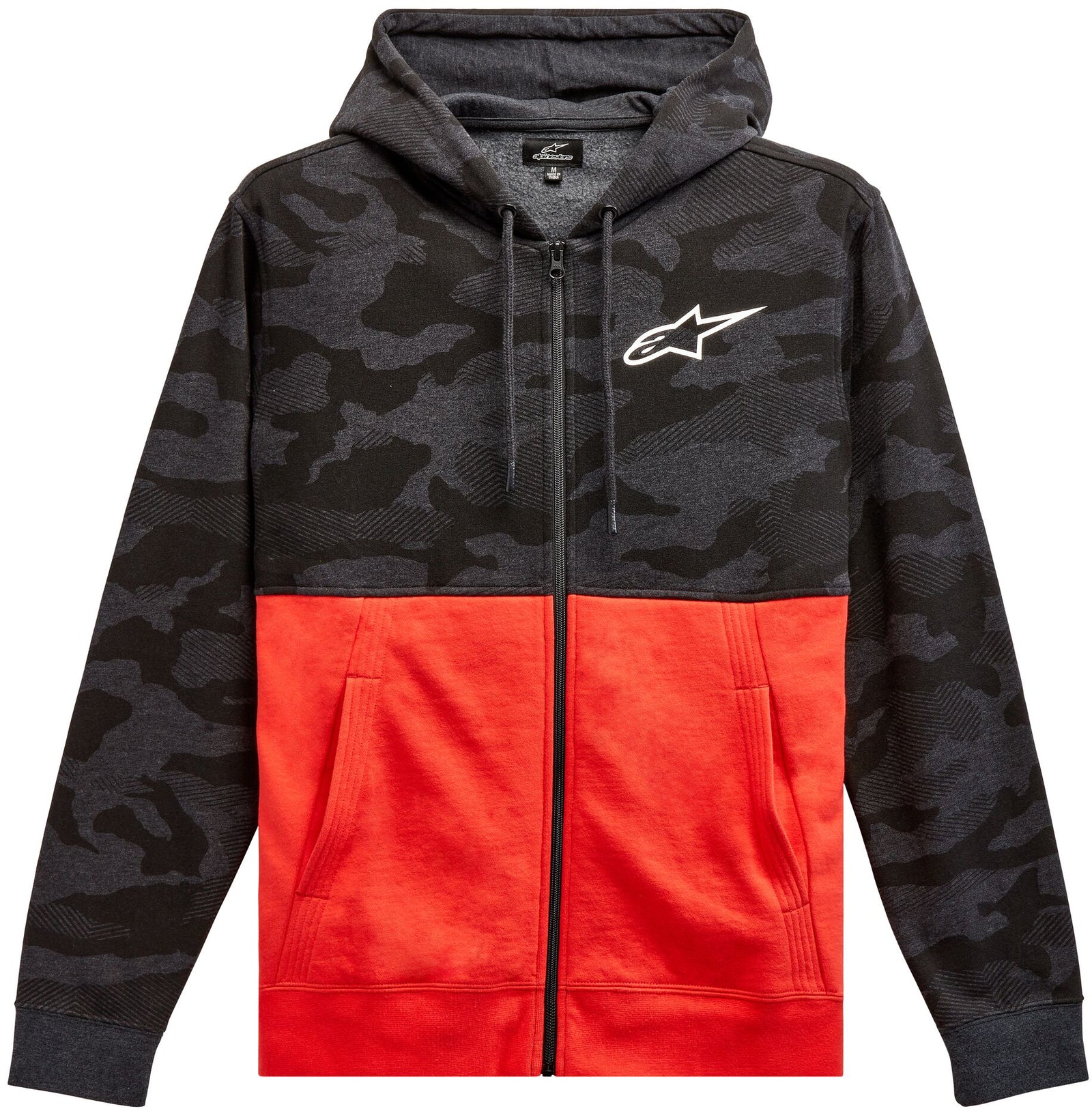 Camo Block Hoodie Char Htr/Wrm Rd Md