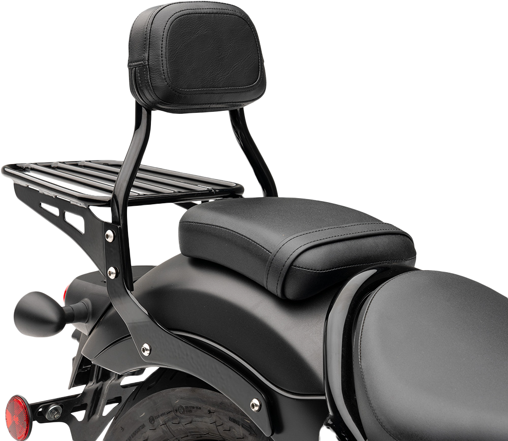 Mini Round Sissy Bar W/Pad Black Hon Rebel 300/500